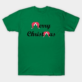 Classic Merry Christmas with Santa Hats - no lights T-Shirt